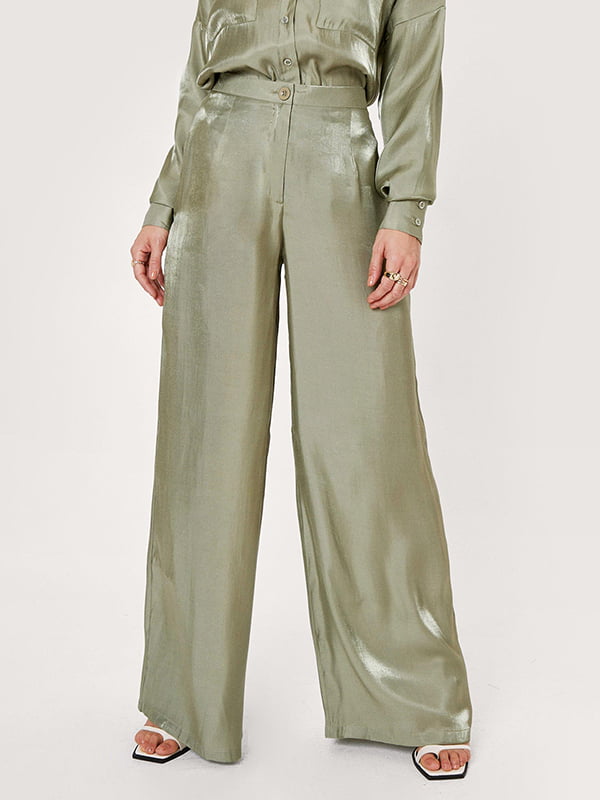 Расклешенные брюки зеленые | 6630549