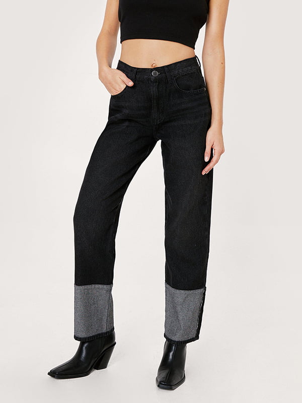 Чорні джинси з контрастними манжетами | 6630610