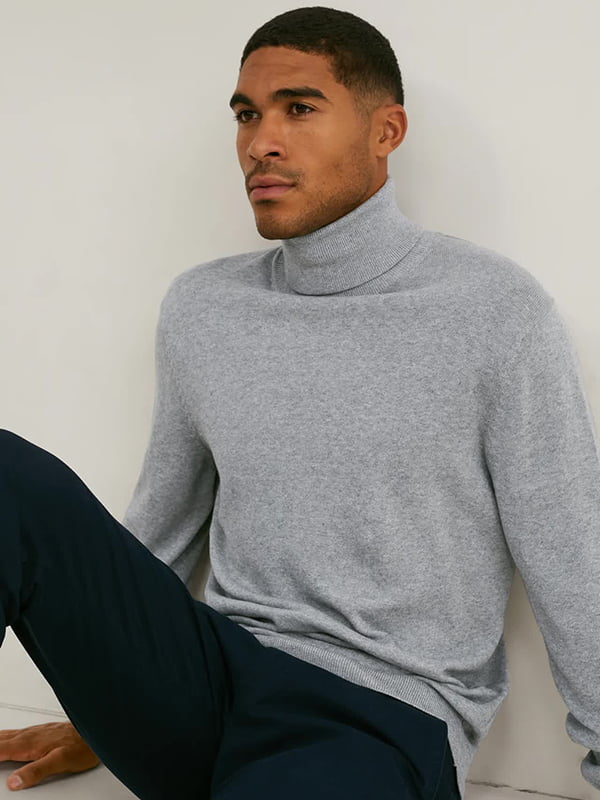 Базовий бавовняний светр сірого кольору | 6630868