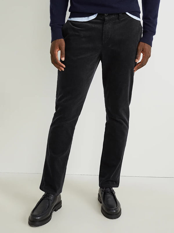 Вельветовые черные брюки-чиносы | 6630869