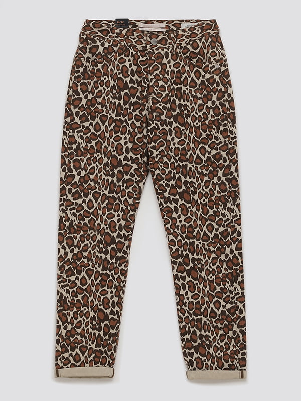 Бежевые джинсы в леопардовый принт | 6631850