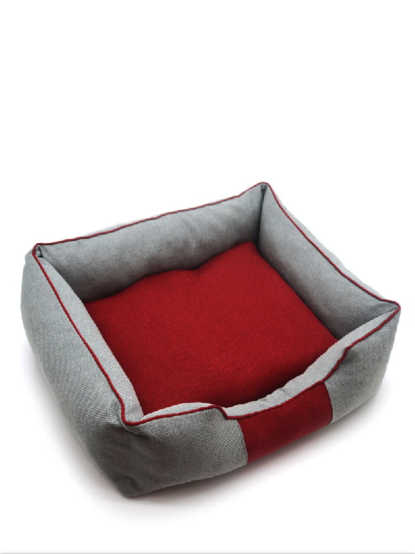 Лежак для собак та котів Геросс прямокутний сірий, червоний №1 40х50х16 см | 6633395
