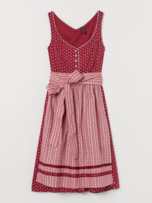 Платье А-силуэта бордово-розовое в полоску | 6632710