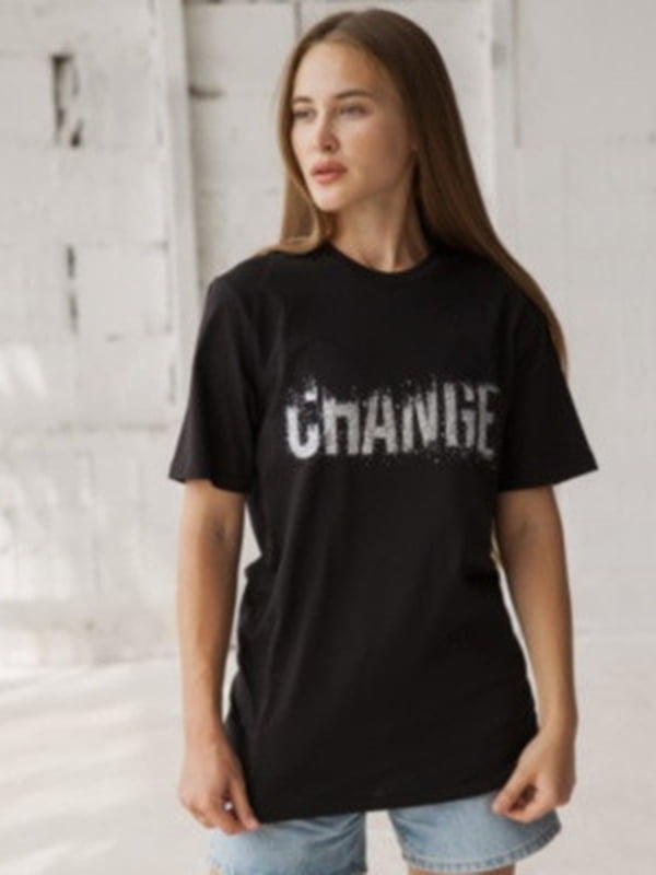 Стильна футболка "Change" чорна | 6650371