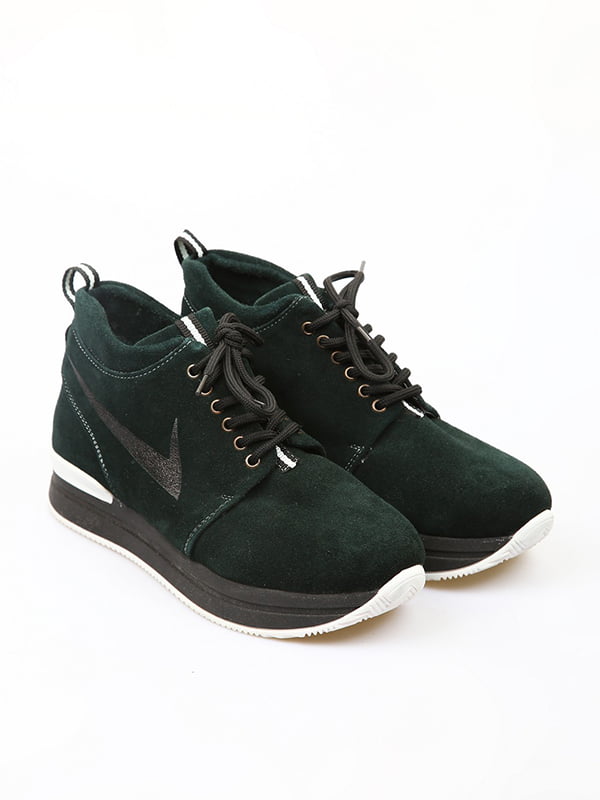 Замшеві темно-зелені кросівки  | 6652766