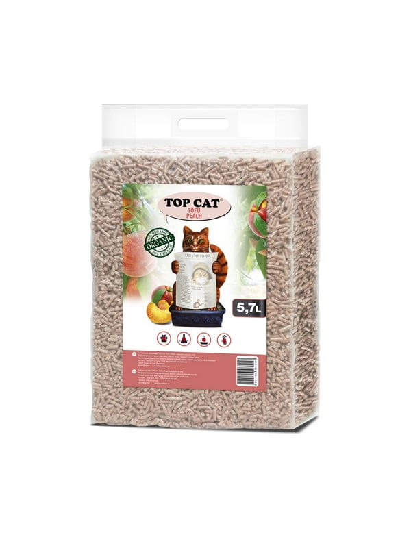 Наполнитель для кошачьего туалета Top Cat Tofu Peach  соевый с ароматом персика 5,7 л | 6654418