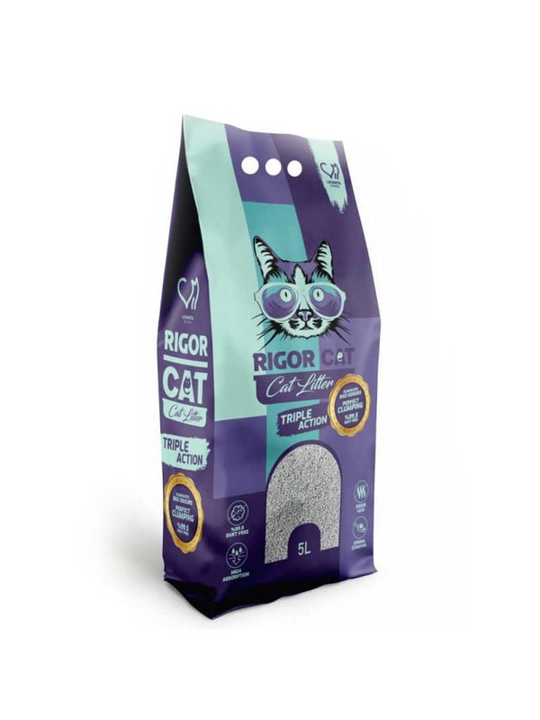Наповнювач для котячого туалету Rigor Cat Lavender комбінуючий бентонітовий з ароматом лаванди 10 л | 6654904