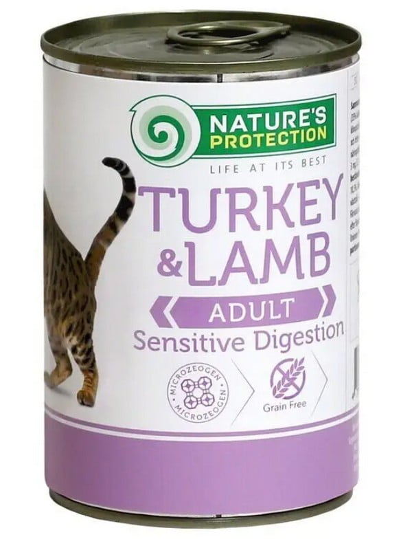 Влажный корм с индюшатиной и мясом ягнят для взрослых кошек с чувствительным пищеварением Sensitive Digestion Turkey&Lamb 400 г | 6654929