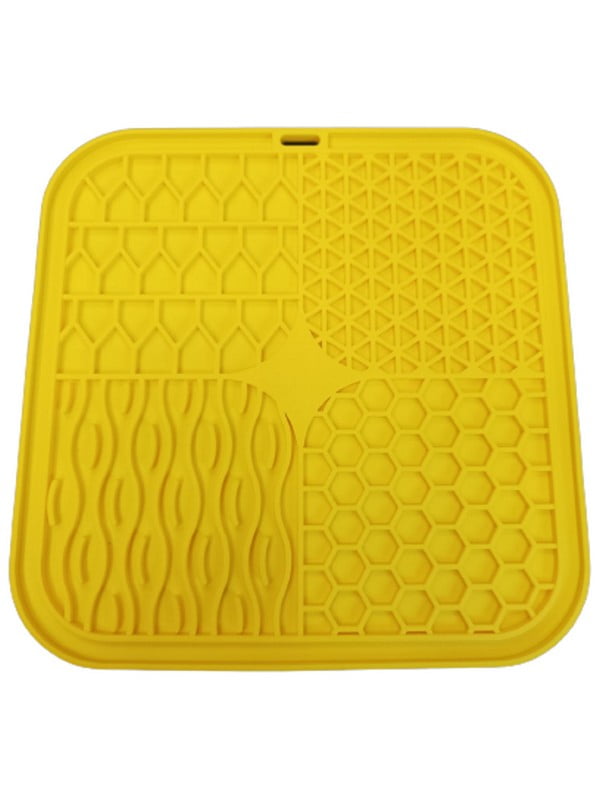Силіконовий килимок для собак EcoToys антистрес для злизування 20х20 см жовтий | 6655664
