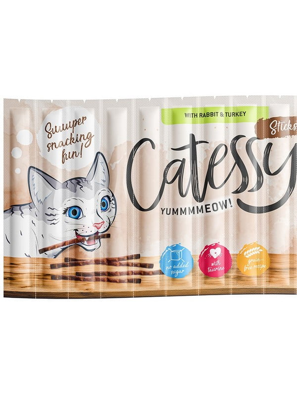 Лакомство мясная палочка для котов Catessy со вкусом индейки и кролика 5 гр  ЦЕНА ЗА 1 ШТ | 6655987