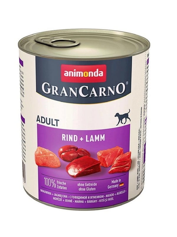 Вологий корм для собак Animonda Gran Carno Adult з яловичиною та ягнятим 800 г | 6656233