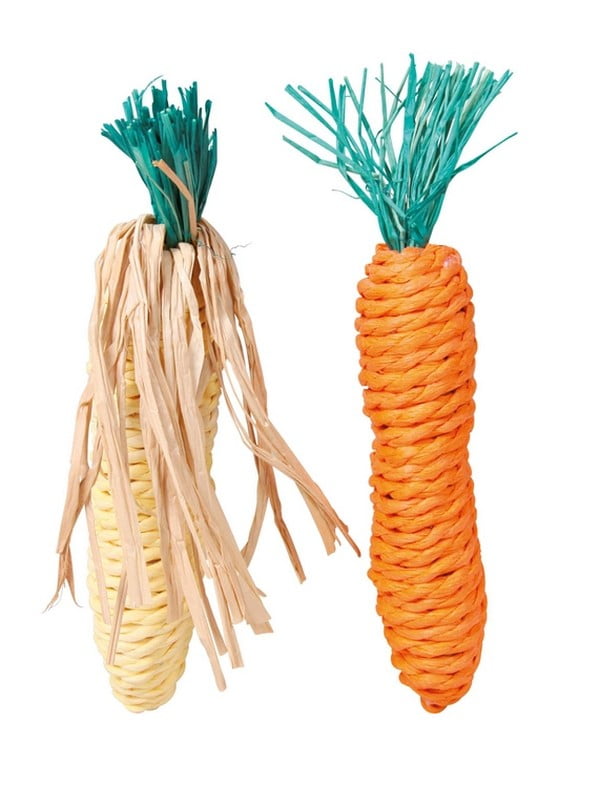 Іграшка для гризунів Trixie Морква+ Кукурудза 15 см Оранжево-бежева | 6656472