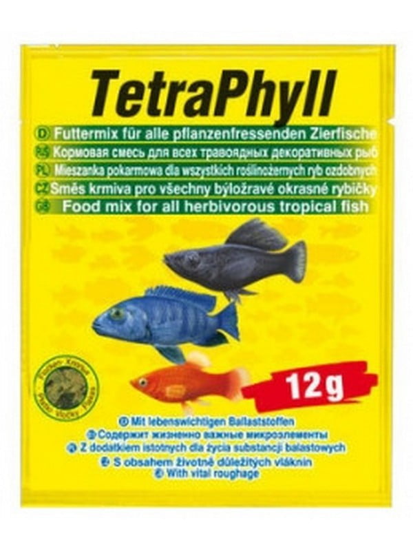Корм Tetra Phyll для аквариумных травоядных рыб 12 гр в хлопьях | 6656486