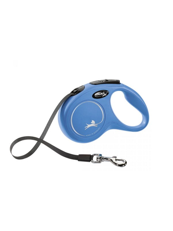 Повідець-рулетка Flexi New Classic S для собак до 15 кг, 5 м, стрічка, синя | 6656649