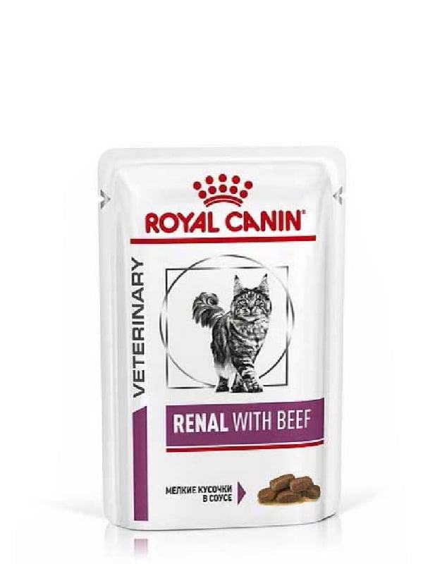Консерва для взрослых котов Royal Canin Renal beef пауч говядина 85 г | 6656902