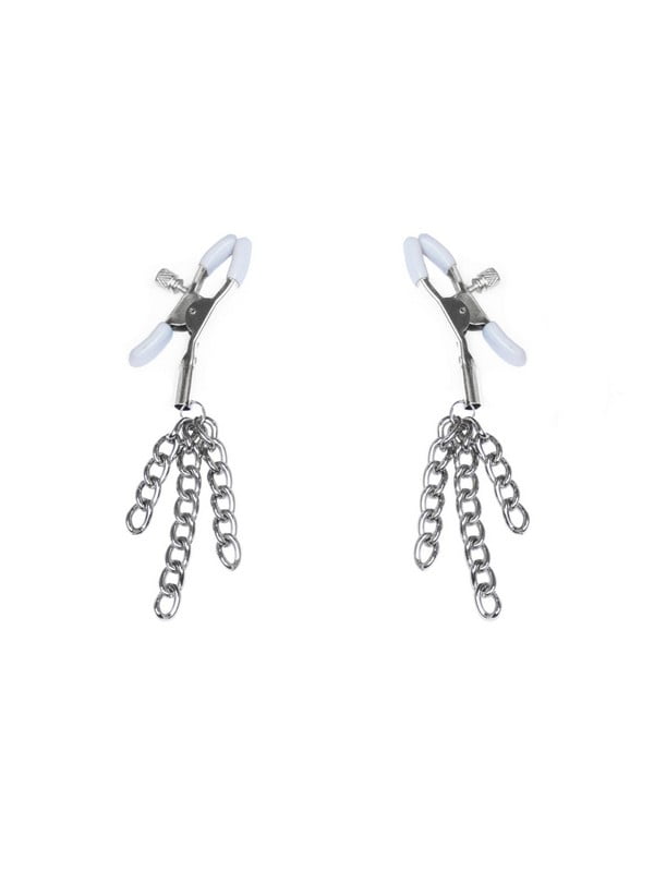 Затискачі для сосків з пензликами - Nipple clamps Tassels сріблясто-білі | 6668522