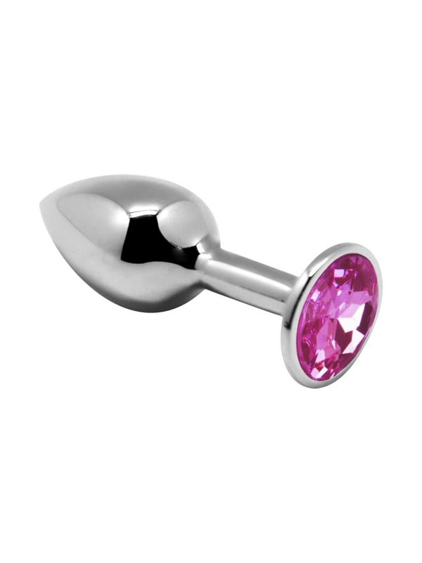 Металева анальна пробка з кристалом Mini Metal Butt Plug Pink L | 6670129