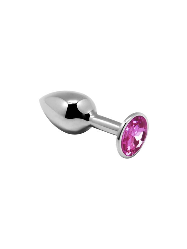 Металева анальна пробка з кристалом Mini Metal Butt Plug Pink S | 6670133