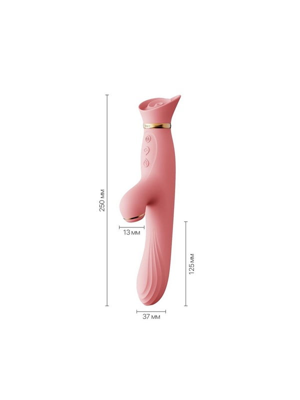 Вібратор з підігрівом та вакуумною стимуляцією клітора Rose Vibrator Strawberry Pink | 6670674