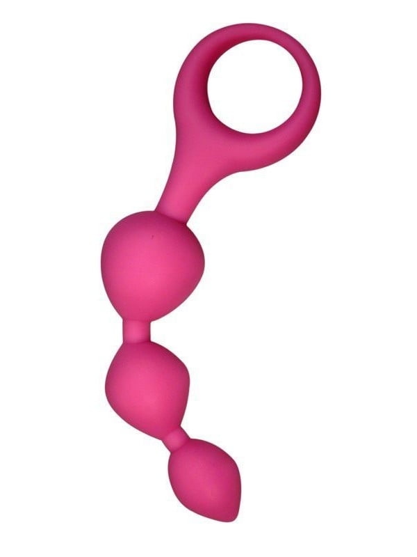 Анальні кульки Triball Pink, силікон, макс. діаметр 2см | 6673462