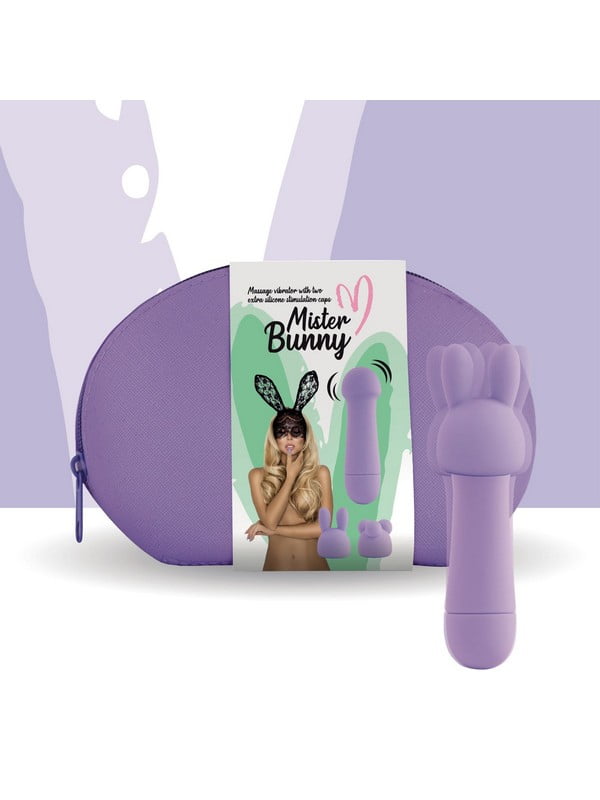 Міні-вібратор Mister Bunny з двома насадками, фіолетовий | 6674855