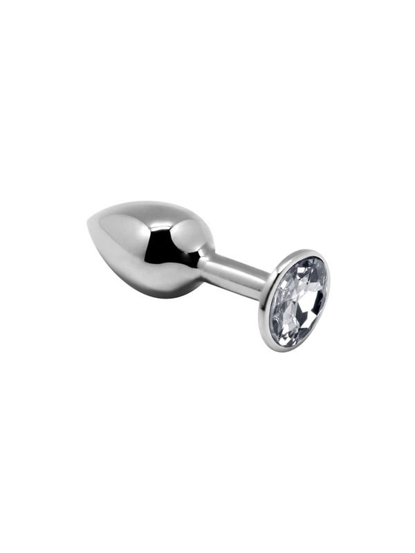 Анальний затор Mini Metal Butt Plug White S, з кристалом | 6676353