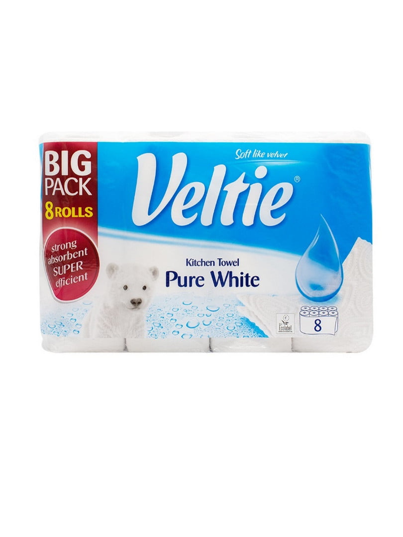 Паперові рушники Veltie Pure White (8 рулонів, 2 шари, 47 відривів) | 6680648