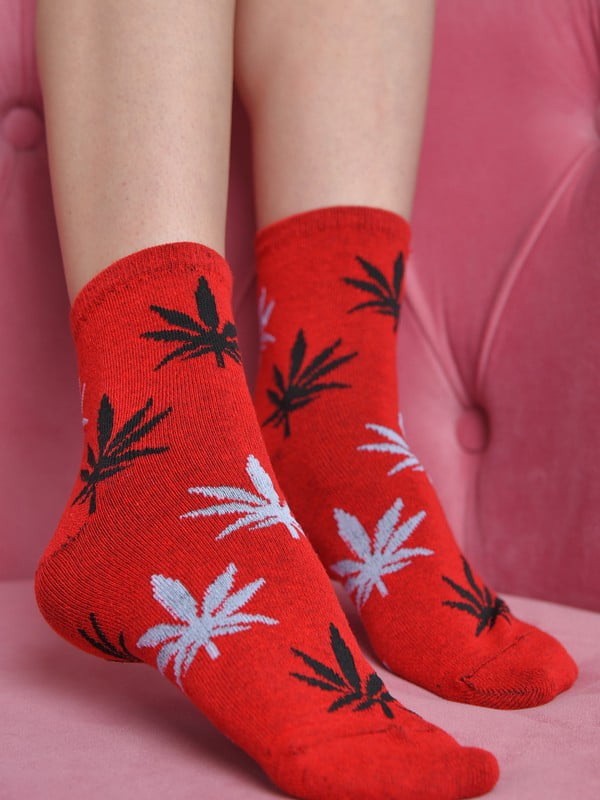 Шкарпетки демісезонні червоні з принтом | 6685773
