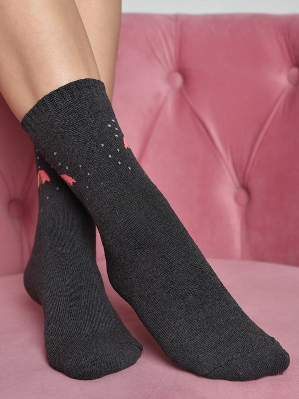 Шкарпетки махрові темно-сірого кольору | 6687512