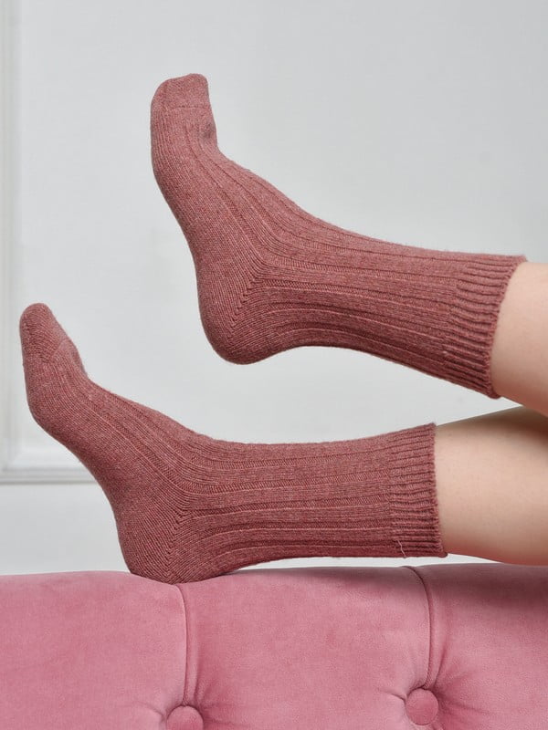 Шкарпетки з верблюжою вовною та ослабленою резинкою темно-рожевого кольору розмір | 6687547