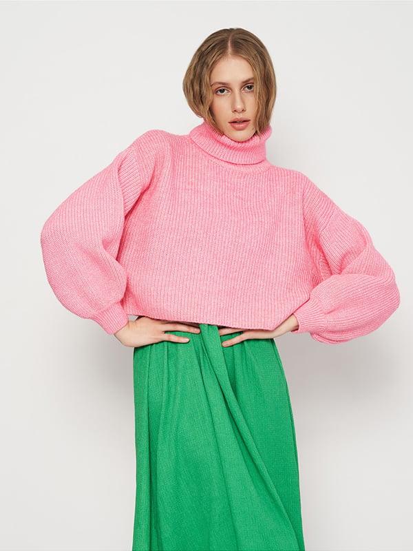 Розовый свитер с обьемными рукавами | 6697251