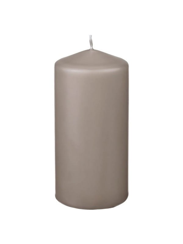 Блочна свічка без запаху темно-сіро-бежева 14 см | 6689543