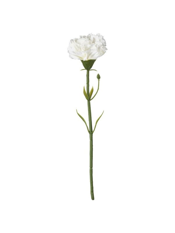 Штучна квітка, гвоздика/біла, 30 см  | 6689680
