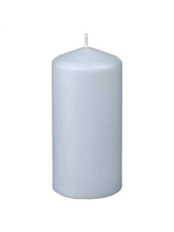 Блочна свічка без запаху світло-сіро-блакитна 14 см | 6690352
