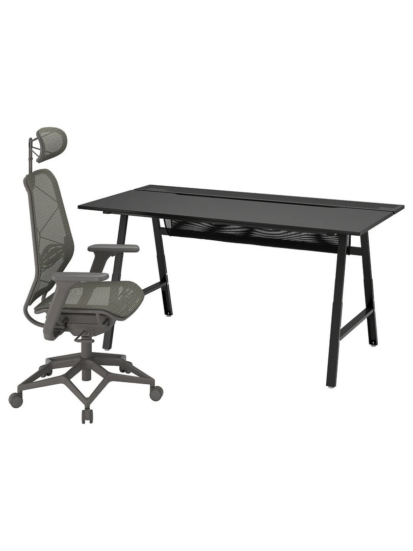 / STYRSPEL Ігровий стіл і стілець чорний/сірий | 6693016