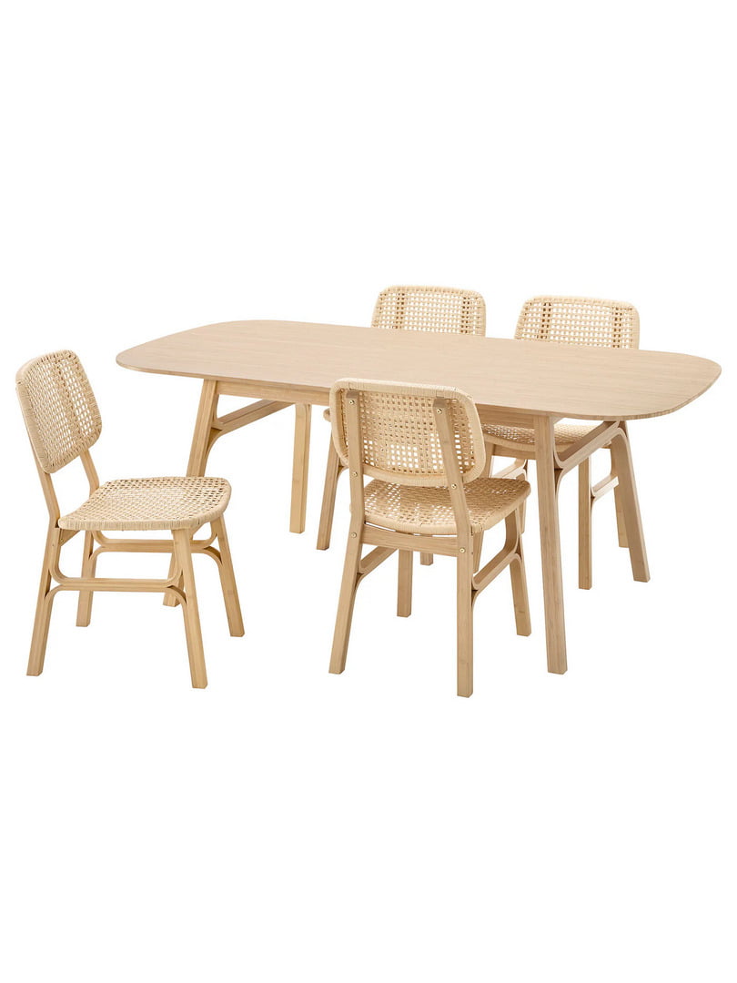 Стіл та 4 стільці бамбук/бамбук 180х90 см | 6693097