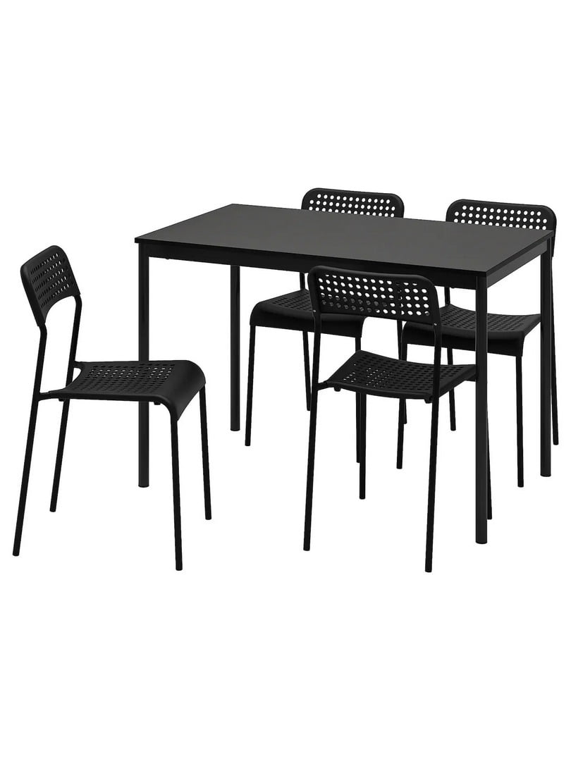 Стіл та 4 стільці чорний/чорний 110х67 см | 6693572