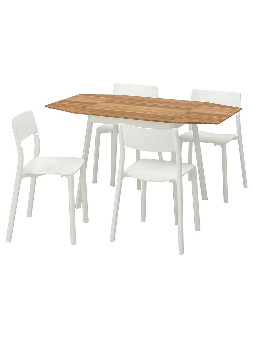 Стіл і 4 стільці бамбук/білий 138 см | 6693656