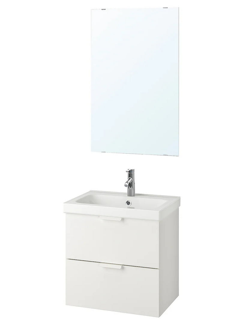 Меблі для ванної кімнати набір 4 шт. білий/змішувач Dalskar 63 см | 6693997