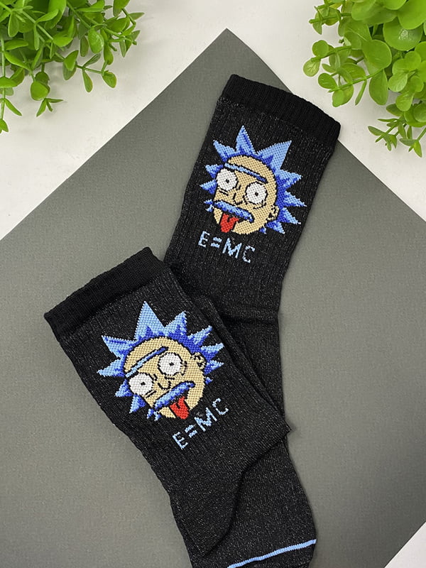 Шкарпетки чорні з принтом "Rick Einstein" | 6697890