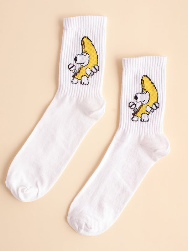 Шкарпетки білі з принтом "Брайан Грифін банан" | 6697968