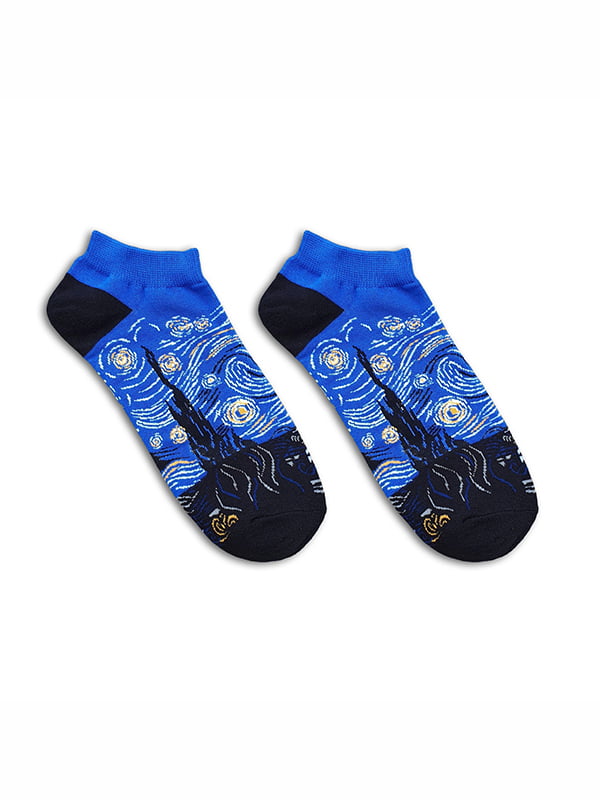 Оригінальні шкарпетки синього кольору з принтом Зіркова ніч | 6698010