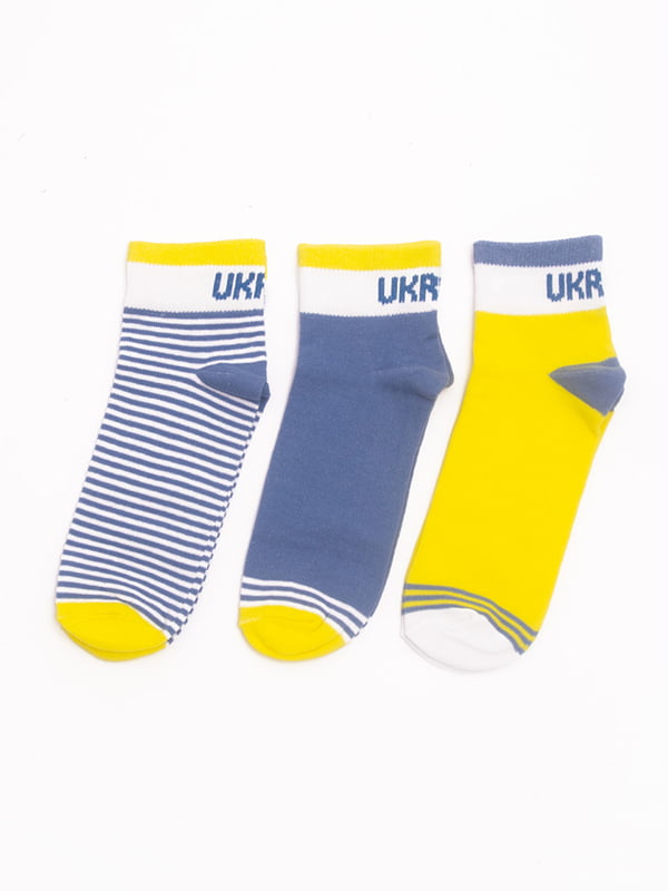 Набір дитячих шкарпеток із принтом "UKRAINE" (3 пари) | 6698115