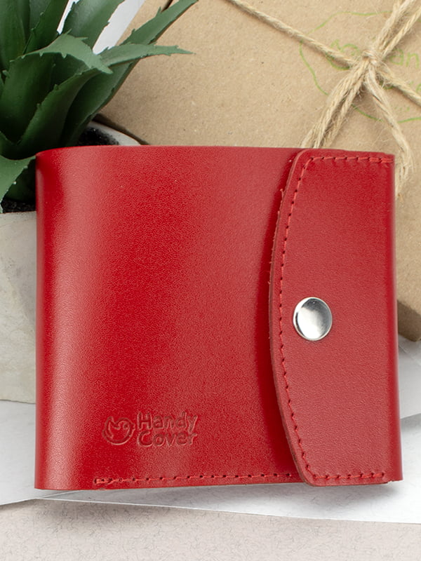Кожаный мини-кошелек в классическом красном цвете | 6084873