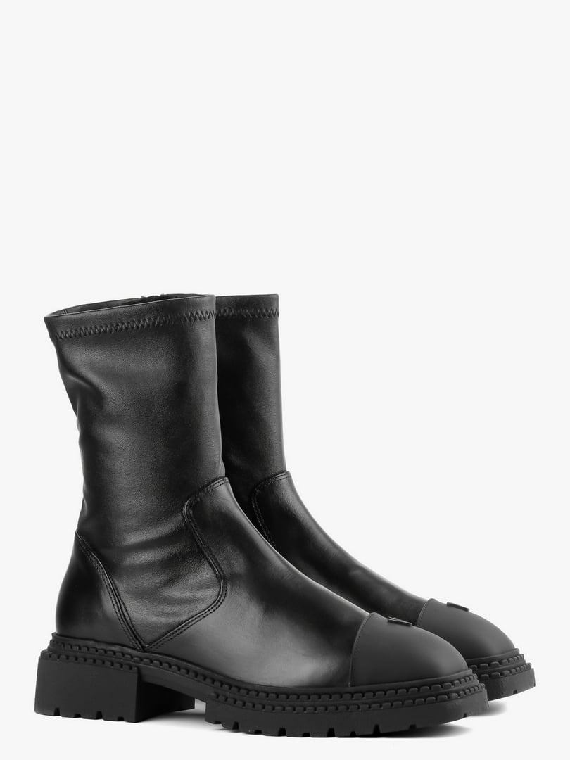 Комбинированные черные ботинки на байке | 6702882