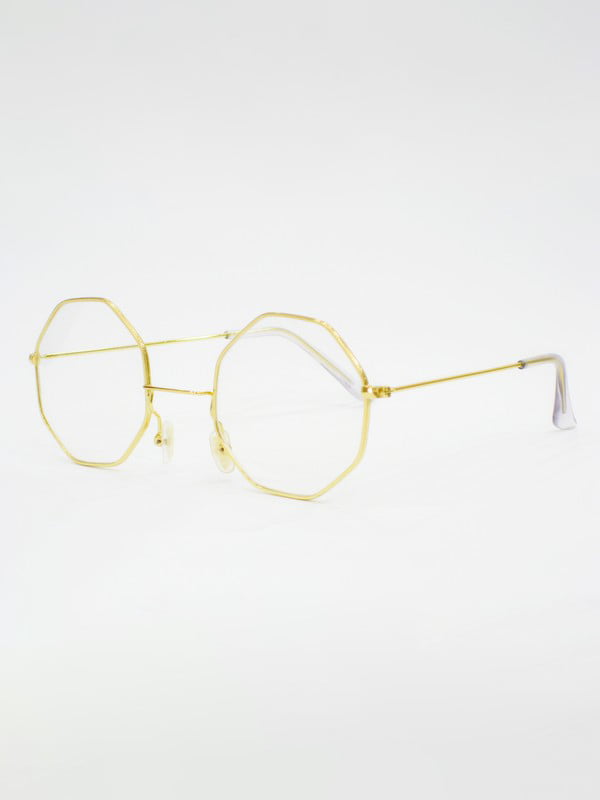 Іміджеві окуляри в оригінальній оправі золотого кольору | 6706143