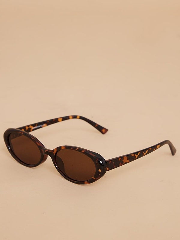 Сонцезахисні окуляри коричневого кольору в анімалістичній оправі  | 6707427