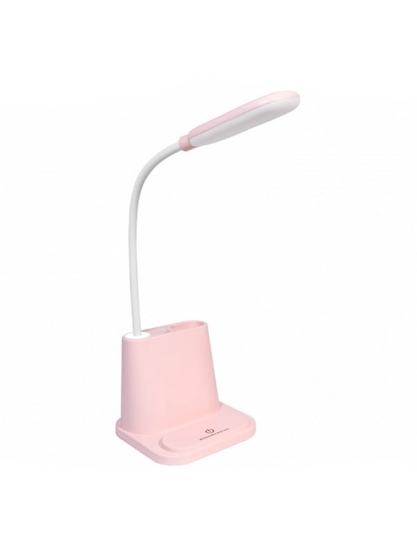 Настольная лампа аккумуляторная с подставкой для канцелярии розовая | 6713622