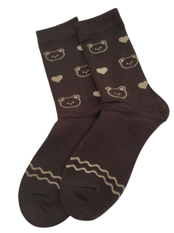 Шкарпетки теплі з ангорою «Ведмежатко» коричневі | 6714256