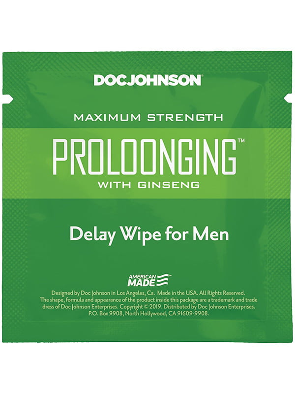 Пролонгуюча серветка Doc Johnson Delay Wipe For Men з екстрактом женьшеню | 6717025